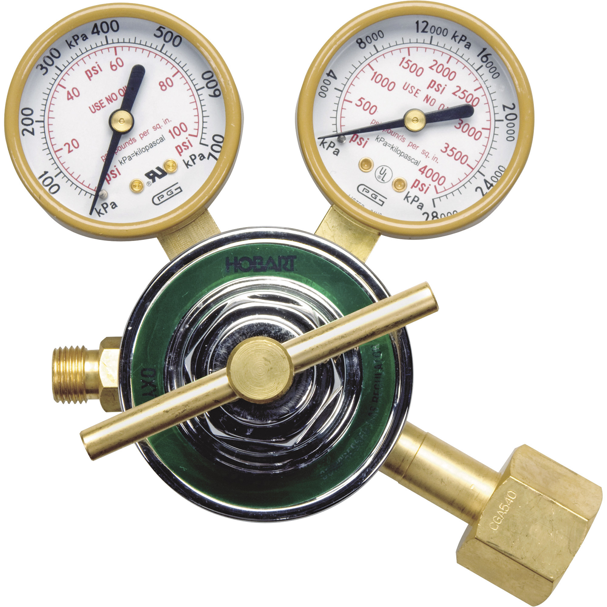 Hobart Oxygen Regulator — Dual PSI/kPa Scales, Model 770503 Northern